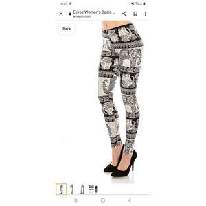 One Size 4-12 Elephant Chase Black White Leggings Athletic Casual